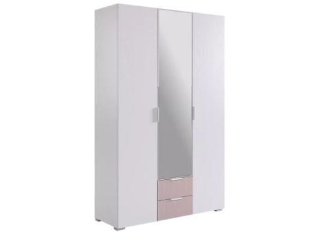 Зефир Шкаф трехдверный 109.02 белое дерево/пудра розовая (эмаль)