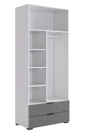 Зефир Шкаф двухдверный 120.01/белое дерево/серый (эмаль)