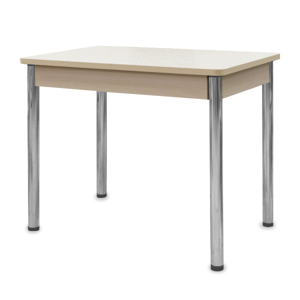 Стол Айсберг-мини PL 960(1260)*600, ЛДСП Дуб мол., пластик Бежевые цветы/нога ПРЯМ хром 4 Стол Айсберг-мини PL 960(1260)*600, ЛДСП Дуб мол., пластик Бежевые цветы/нога ПРЯМ хром 4