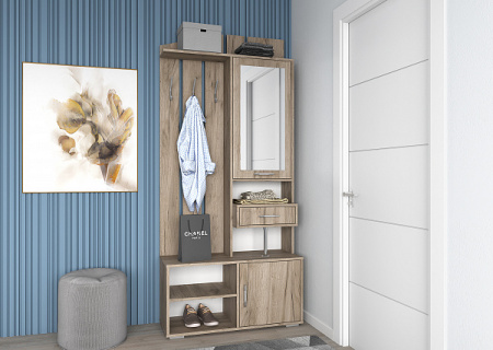 Прихожая с зеркалом ПР-5 Дуб крафт Серый