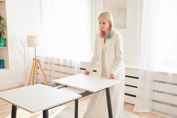 Стол Портофино-мини-L 950*650(+32) черный/ белый