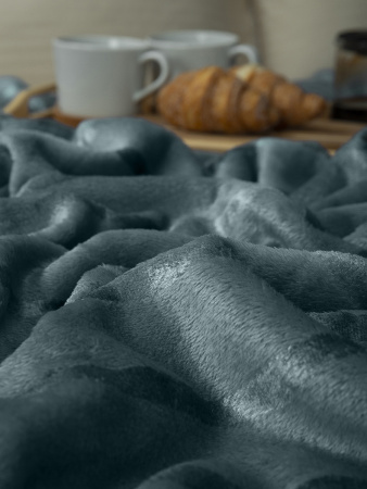 Плед Texrepublic фланель однотон страйп Бирюза 150*200 