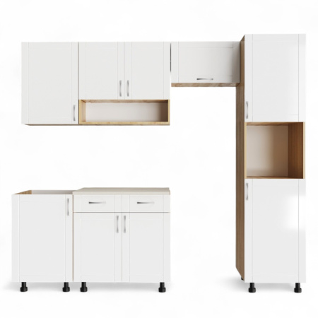 Кухонный гарнитур №4 Белый глянец/ Дуб сонома (столешник берилл, без мойки) 1,8м