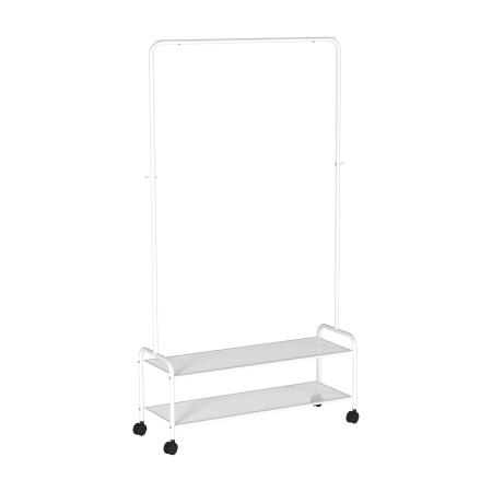 Вешалка гардеробная "Валенсия 32М" с двумя полками на колесах Белый 