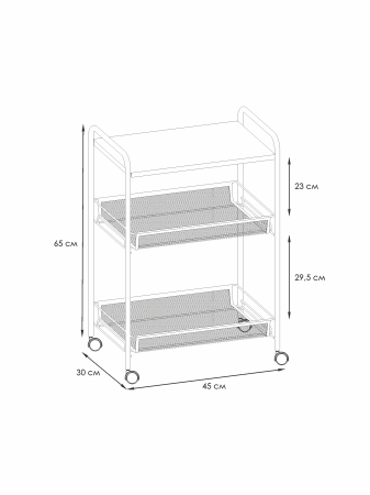 Этажерка "Ладья 33 КС 3-секц(колеса и стол под дер)Бел