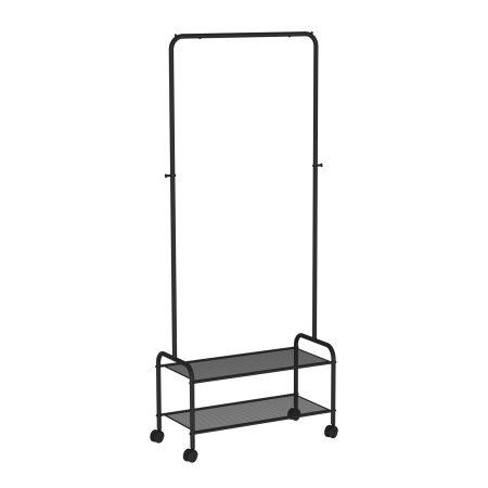 Вешалка гардеробная "Валенсия 22М" с двумя полками на колесах/Черный