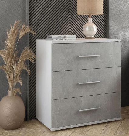 Комод "Алекс" Белый/Бетон