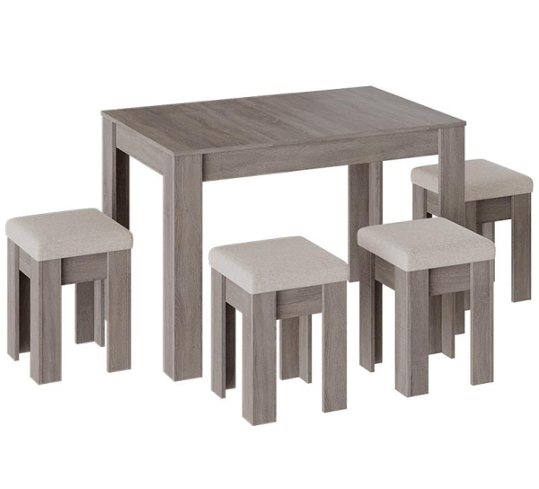 Ганновер Кухонный уголок+стол+2 банкетки (Дуб Сонома трюфель/Рогожка Capri бежевая)