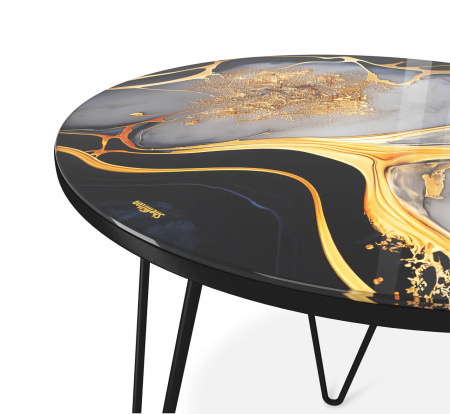 Стол журнальный Sheffilton SHT-CT27 стекло/ металл SHT- СЖ8 черный алмаз/черный муар