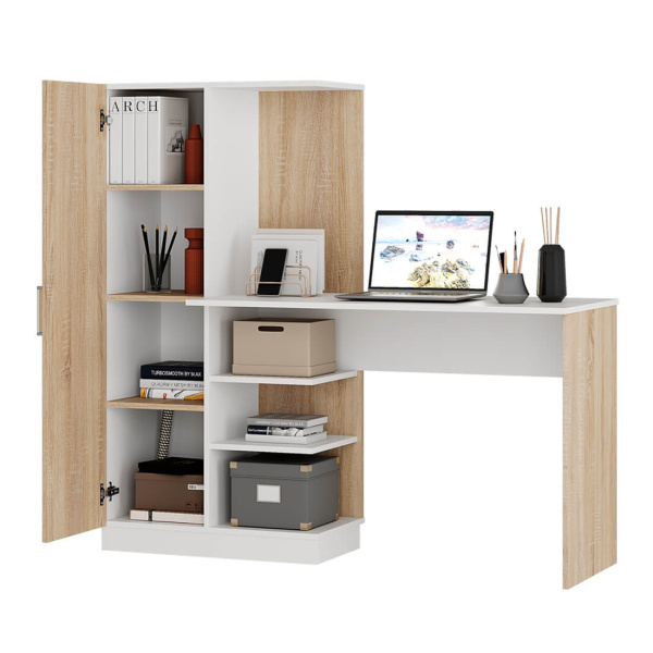 Стол компьютерный "Бейсик" Дуб сонома/Белый