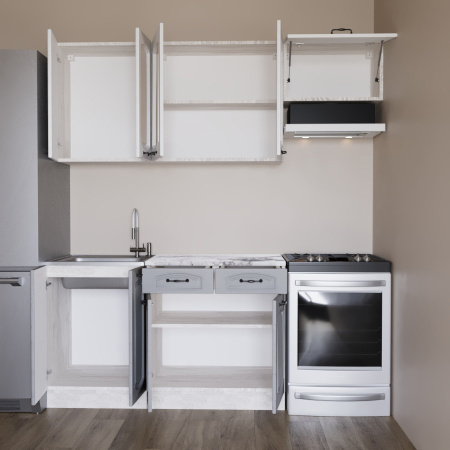 Кухонный гарнитур Равенна Сосна лофт/Дуб светлый/Дуб дымчатый (Столешница Альберика) 1,4м 