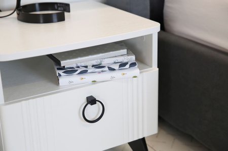 Ева Тумба прикроватная/Белое дерево/Белый матовый