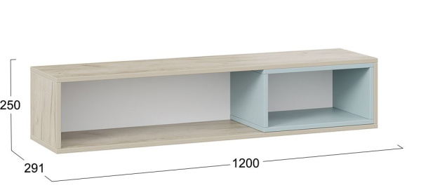 Оливер Полка настенная (Дуб Крафт серый/Белый/Серо-голубой)