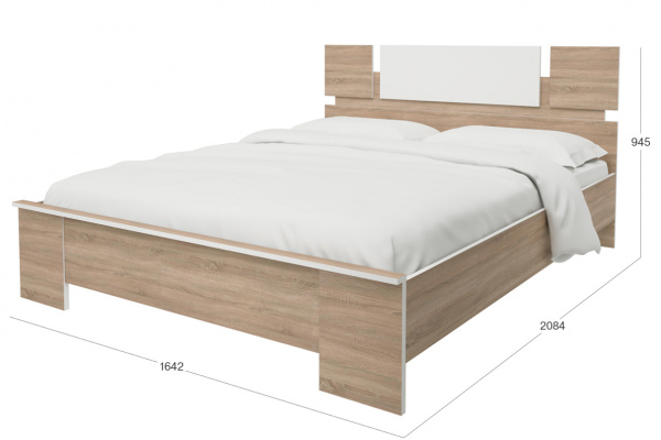 Оливия СТЛ.109.08 Кровать 1600*2000 Дуб сонома/Белый (без основания) Оливия СТЛ.109.08 Кровать 1600*2000 Дуб сонома/Белый (без основания)