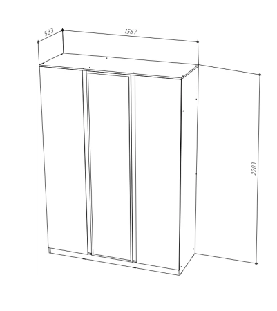 STERN Шкаф 3-х дверный с зеркалом Белый