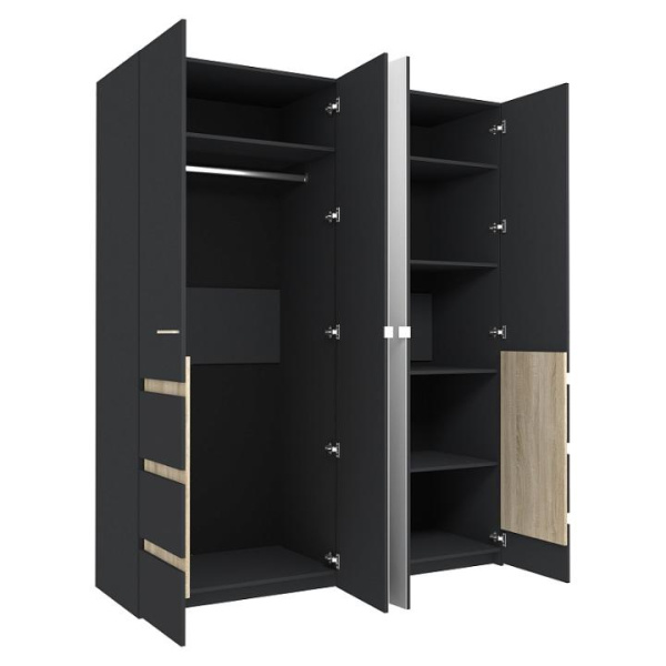 Анона 8 Шкаф д/одежды и белья 4 дв. Антрацит/Дуб Сонома Анона 8 Шкаф д/одежды и белья 4 дв. Антрацит/Дуб Сонома