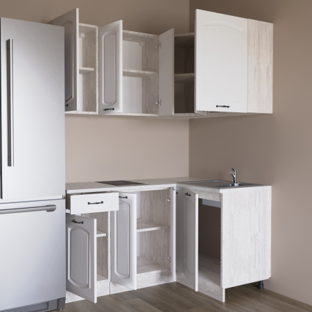 Угловая кухня РАВЕННА Сосна лофт / Дуб светлый 1,5м