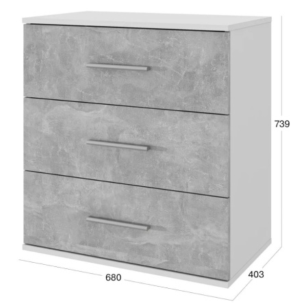 Комод "Алекс" Белый/Бетон