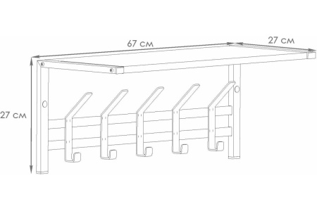 Вешалка Торонто 21Д с полкой Белый/Дуб Вотан*670