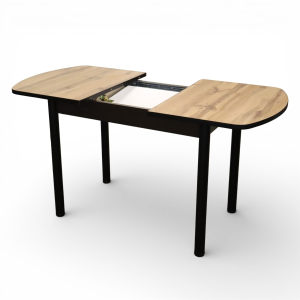 Стол Фаворит 1100(+400)*700 Пластик Дуб Вотан,бабочка(B5)/ЛДСП Бодега темная+опоры(черн)