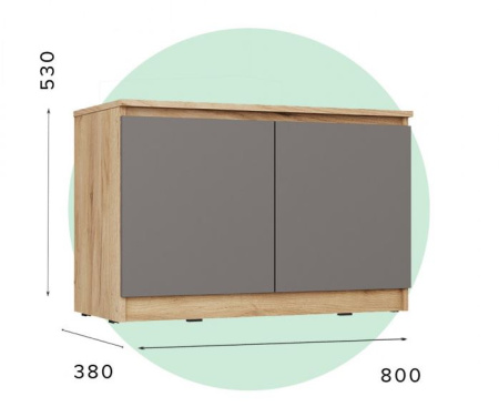СИТИ Прихожая ТПр-12 Тумба для прихожей/524х804х380/ Серый Графит/Дуб крафт Золотой