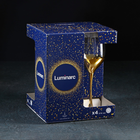 Набор бокалов для вина 270 мл "Электр золото", 4 шт