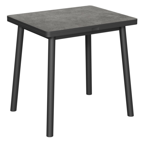 Стол  Дакар-1L New 80*65(+65) царга Чёрный/ ЛДСП серый камень+нога №15 черный