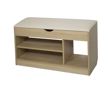 Тумба для обуви БН-196-04 (900*310*510) дуб сонома/кожзам Reptile 02 беж