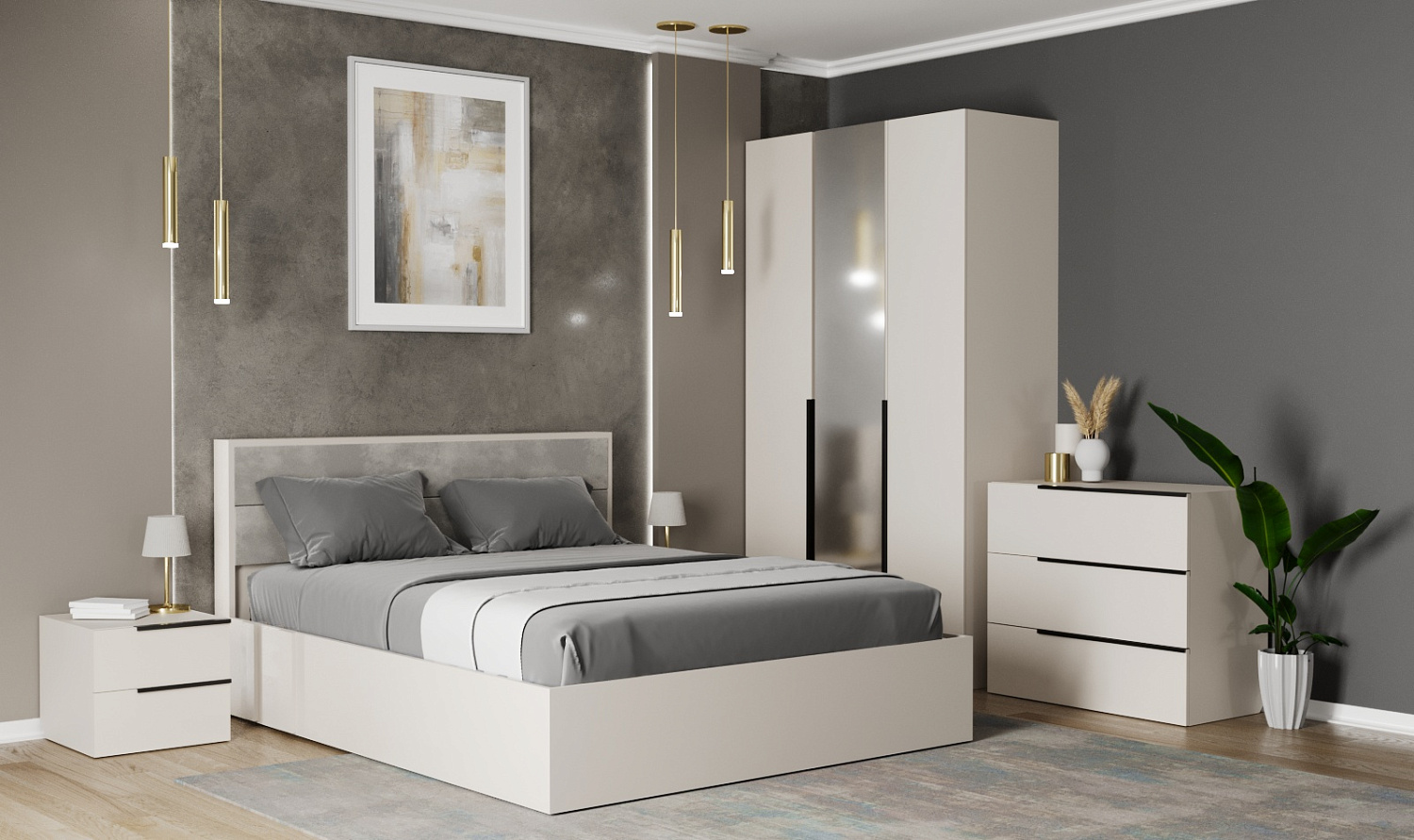 Тумба прикроватная  Сен-Дени Кашемир/Дуб Латте