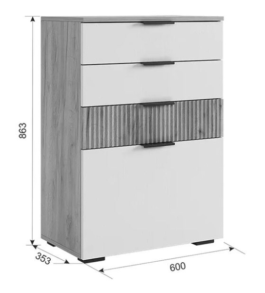 Комод Бери дуб крафт золотой /графит