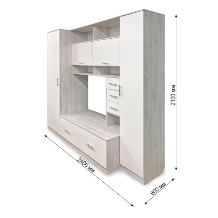 Гостиная МН-02.11-01 сосна лофт/белый