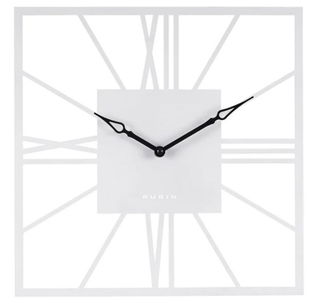 3532-004W Часы настенные из металла, квадрат 35 см, белый "Рим 2"