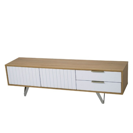 Тумба ТВ «Эддо» Сонома/Белый глянец/хром