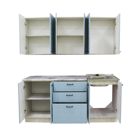 Кухонный гарнитур Сонет сосна лофт/бирюза (столещник, без мойки) 1,8м Кухонный гарнитур Сонет сосна лофт/бирюза (столещник, без мойки) 1,8м