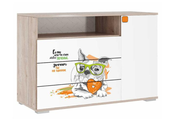 Зоо Комод 26.01(дуб мария/белый)