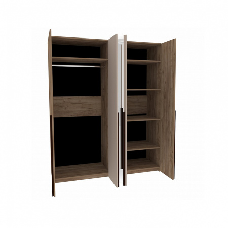 Кара 8 Шкаф для одежды и белья 4 дв. Дуб Табачный Craft/Велюр