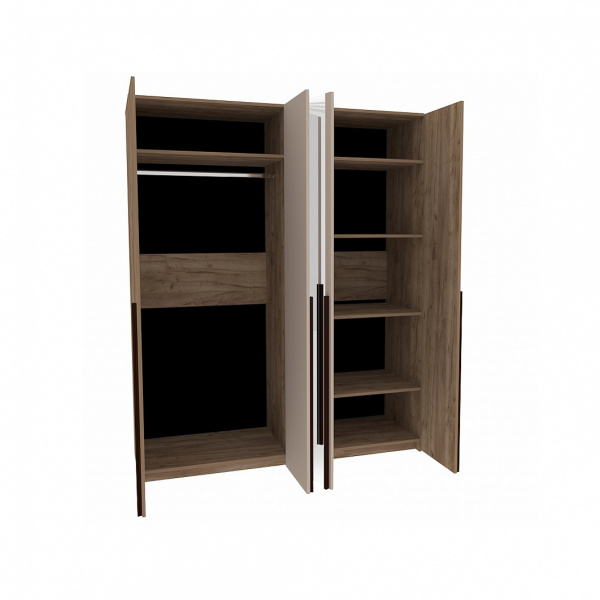 Кара 8 Шкаф для одежды и белья 4 дв. Дуб Табачный Craft/Велюр Кара 8 Шкаф для одежды и белья 4 дв. Дуб Табачный Craft/Велюр