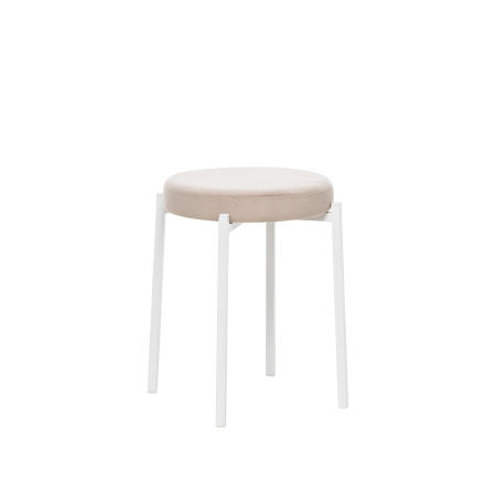 Табурет Авис металл белый,велюр Ultra Sand Песок) 