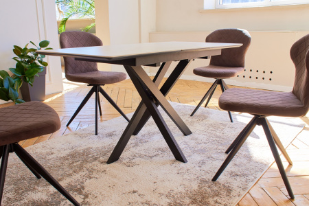 Стол Касабланка-1С PVC  WHITE MARBLE/черный