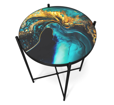 Стол журнальный Sheffilton SHT-CT8-3   синий сапфир/черный муар