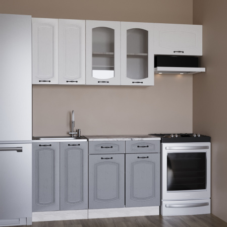 Кухонный гарнитур Равенна Сосна лофт/Дуб светлый/Дуб дымчатый (Столешница Альберика) 1,4м 