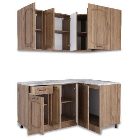 Угловая кухня РАВЕННА Дуб крафт / Орех антик 1,5м