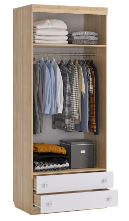 Форсаж Шкаф комбинированный (с ящ. 2-створчатый) (дуб крафт золотой/белый)