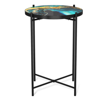 Стол журнальный Sheffilton SHT-CT8-3   синий сапфир/черный муар