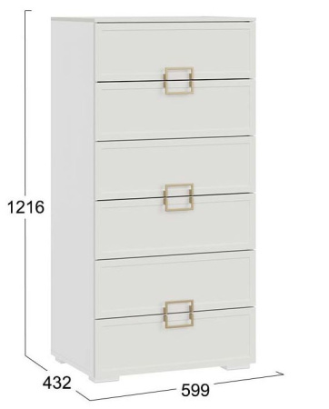 Стелла Комод Белый холст/Белый жемчуг