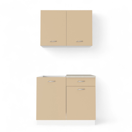 Кухонный гарнитур Комплект №10 ДАША Белый/Мокко(Берил бежевый / без мойки ) 1,0 м 