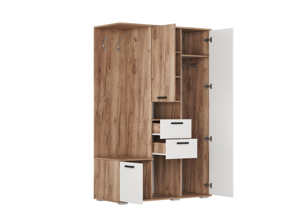 Прихожая Ультра ПР-20 (1200*520*1860) Белый снег/Дуб крафт табачный