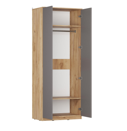 Сити Шкаф ШР-2/1 Сити  Серый Графит/Дуб Крафт Золотой 