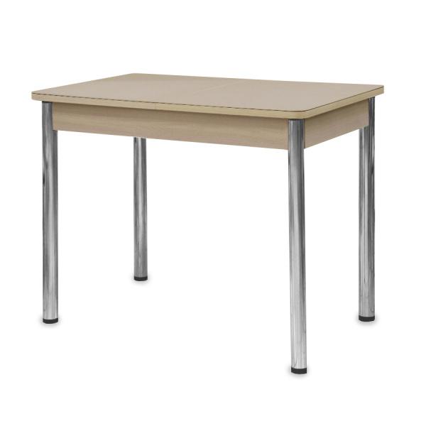 Стол Айсберг-мини СТ,960(1260),ЛДСП Дуб молоч,Стекло Капучино,СОЗВЕЗДИЕ/нога ПРЯМА хром 4