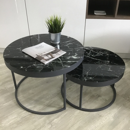 Стол Эрвин черный/белый мрамор